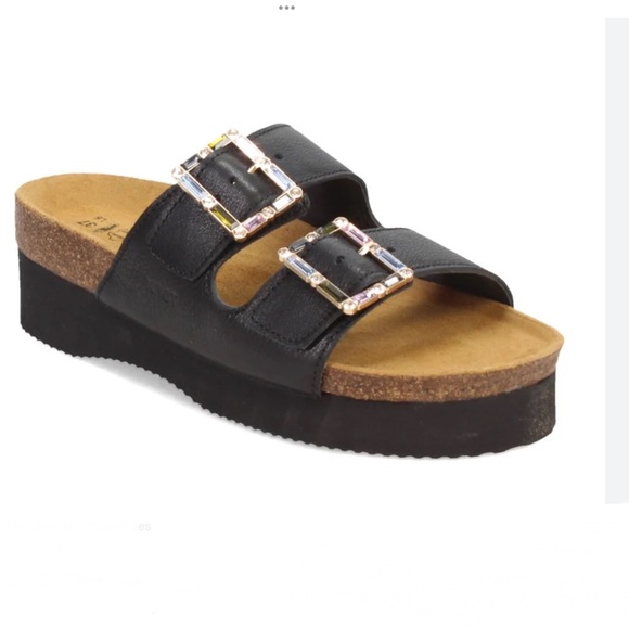 Naot Leather Double Strap Crystal Slide Sandals Santa Rosa Black size 40 Medium - Picture 1 of 7